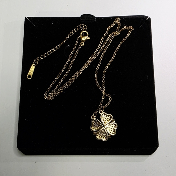 N0021 Brandnew Elegant Gold Clover Two In One Open Pendant Necklace - Picture 10 of 12